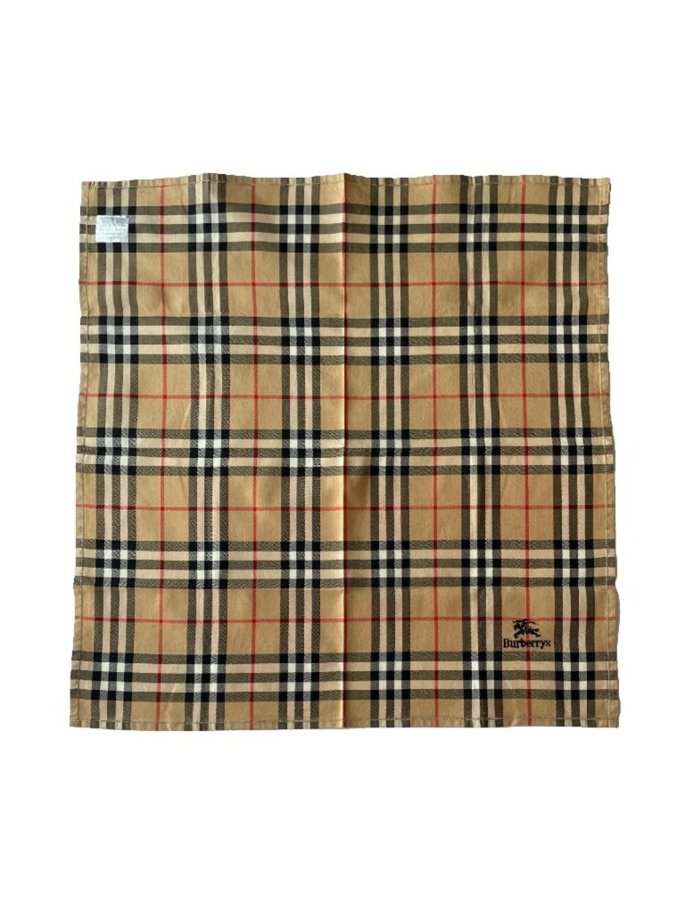 Burberrys Vintage Nova Check Cotton Scarf Embroidered Logo NWOT - Picture 2 of 11